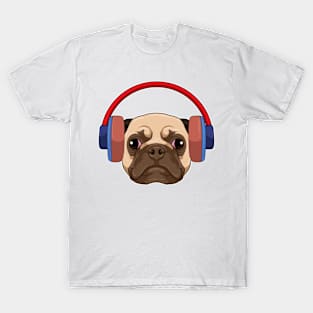 Dog at Music with Headphone T-Shirt